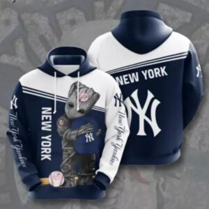 Baby Groot Hug New York Team Yankeess 3D Hoodie, MLB Hoodie