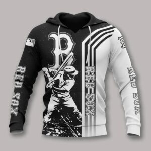 Boston Red Sox Black And White All Over Print Hoodie 1, MLB Hoodie
