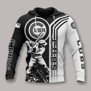 Chicago Cubs  Black And White All Over Print Apparel 2, MLB Hoodie