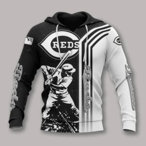 Cincinnati Reds Black And White All Over Print Apparel 1, MLB Hoodie Cincinnati Reds Black And White All Over Print Apparel 1, MLB Hoodie