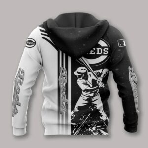 Cincinnati Reds Black And White All Over Print Apparel 1, MLB Hoodie