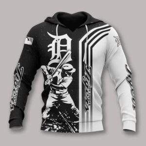 Detroit Tigers Black And White All Over Print Hoodie 1, MLB Hoodie