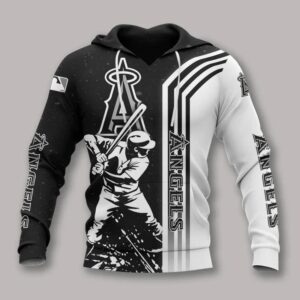 Los Angeles Angels Black And White All Over Print 3D Hoodie 1, MLB Hoodie