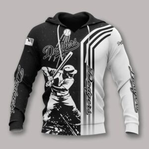 Los Angeles Dodgers Black And White All Over Print 3D Hoodie 1, MLB Hoodie