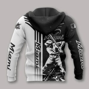 Miami Marlins Black And White All Over Print Hoodie 1, MLB Hoodie