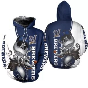 Milwaukee Baseball Team Jack Skellington And Zero 3D Hoodie, MLB Hoodie