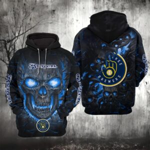 Milwaukee Brewers Lava Skull 3D Hoodie, MLB Hoodie