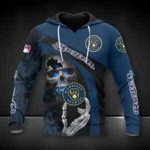 Milwaukee Brewers Skeleton All Over Print Hoodie 1, MLB Hoodie
