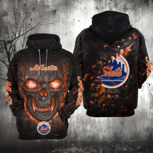 New York Mets Lava Skull 3D Hoodie, MLB Hoodie