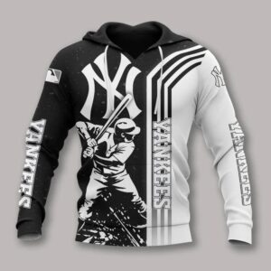 New York Yankees Black And White All Over Print Hoodie 1, MLB Hoodie