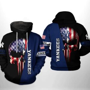 New York Yankees MLB US Flag Skull Hoodie, MLB Hoodie