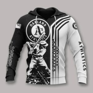 Oakland Athletics Black And White All Over Print Hoodie 2, MLB Hoodie