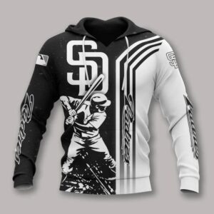 San Diego Padres Black And White All Over Print Hoodie 1, MLB Hoodie