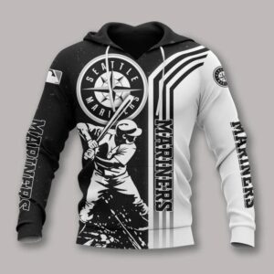 Seattle Mariners Black And White All Over Print Hoodie 1, MLB Hoodie