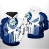 Seattle Mariners MLB Team Skull 3D Hoodie, MLB Hoodie