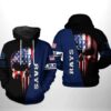 Tampa Bay Rays MLB US Flag Skull 3D Hoodie, MLB Hoodie