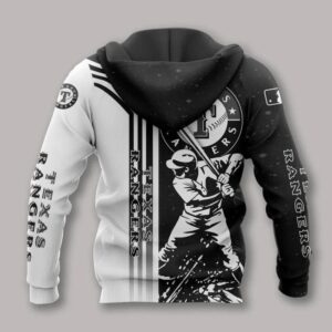 Texas Rangers Black And White All Over Print Hoodie 1, MLB Hoodie