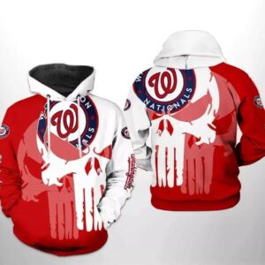Washington Baseball Team Nationalss Skull 3D Hoodie, MLB Hoodie
