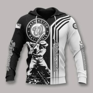 Washington Nationals Black And White All Over Print Hoodie 1, MLB Hoodie