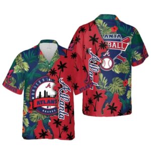 Atlanta Braves Palm Sunset Hawaiian Shirt, Gift for Fan, MLB Hawaiian Shirt