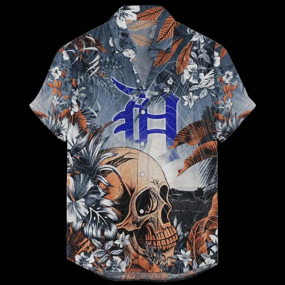 Detroit Tigers Coastal Skull Hawaiian Shirt 1, MLB Hawaiian Shirt Detroit Tigers Coastal Skull Hawaiian Shirt 1, MLB Hawaiian Shirt