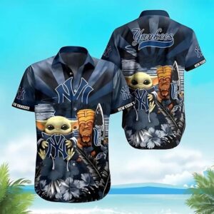 New York Baseball Team Yankees Baby Yoda Hawaiian Shirt, MLB Hawaiian Shirt