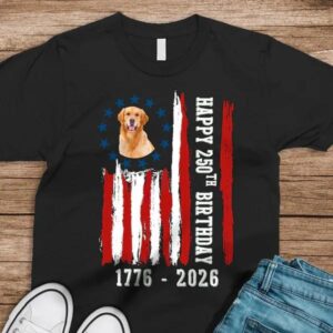 Custom Dog Photo Happy 250 Years Of Freedom Patriot Dark Shirt 2, 250th Anniversary Shirt, 250th Anniversary Gift