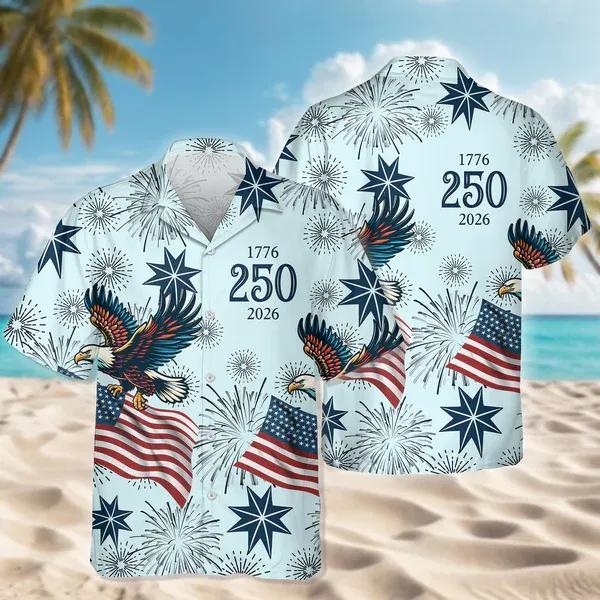 Personalized USA 250 Anniversary Eagle 1776-2026 Hawaii Shirt, 250th Anniversary Shirt, 250th Anniversary Gift Personalized USA 250 Anniversary Eagle 1776-2026 Hawaii Shirt, 250th Anniversary Shirt, 250th Anniversary Gift