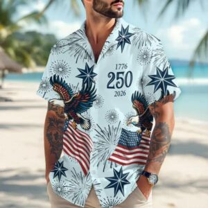 Personalized USA 250 Anniversary Eagle 1776-2026 Hawaii Shirt, 250th Anniversary Shirt, 250th Anniversary Gift