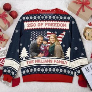 Custom Family Photo 250 Years Of Freedom America Ugly Sweater, 250th Anniversary Shirt, 250th Anniversary Gift