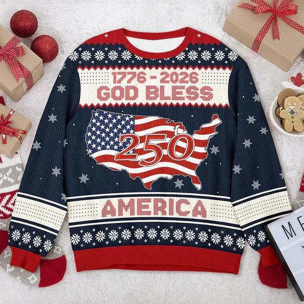 1776 – 2026 God Bless America 250 Ugly Sweater Christmas Gift, 250th Anniversary Shirt, 250th Anniversary Gift 1776 – 2026 God Bless America 250 Ugly Sweater Christmas Gift, 250th Anniversary Shirt, 250th Anniversary Gift