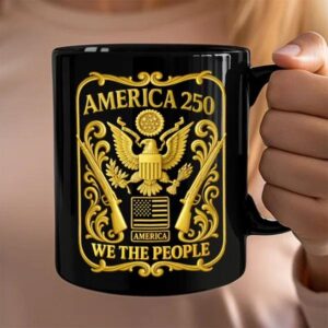1776 – 2026 America 250th Anniversary Black Mug, 250th Anniversary Gift