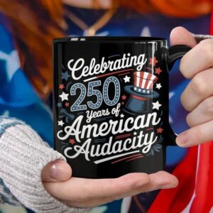 250 Years America 250th Anniversary USA 4th of July Black Mug, 250th Anniversary Gift