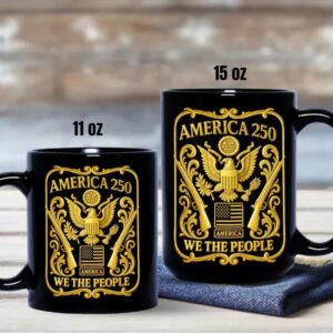 1776 – 2026 America 250th Anniversary Black Mug, 250th Anniversary Gift