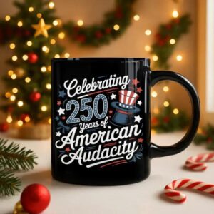250 Years America 250th Anniversary USA 4th of July Black Mug, 250th Anniversary Gift