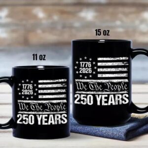 250 Years USA 250th Birthday 1776 2026 Eagle Flag Black Mug 3