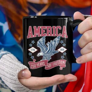 America 1776 – 2026 250 Years Of Freedom Black Mug, 250th Anniversary Gift