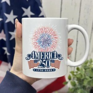 America 250 Firework White Mug 3