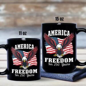 America 250 Years of Freedom Patriotic Eagle Flag Black Mug 3