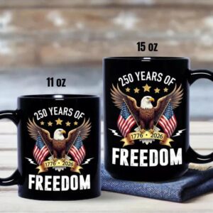 America Eagles 250 Years Of Freedom Black Mug 3