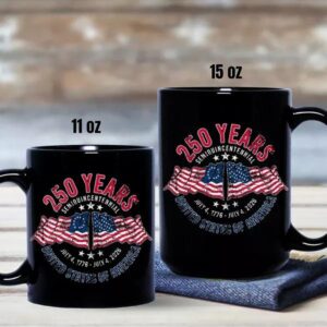 American 250 Years Semiquincentennial Patriotic Gift 2026 Black Mug 3