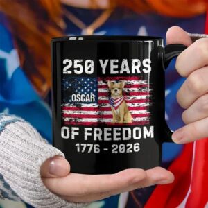 Custom Dog America 250 of Freedom Black Mug For Dog Lovers, 250th Anniversary Gift