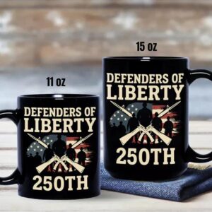 Defenders Of Liberty 250th Anniversary USA Black Mug 3