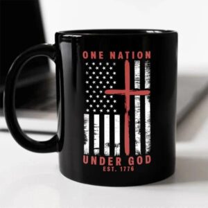 One Nation Under God Est. 1776 Black Mug, 250th Anniversary Gift