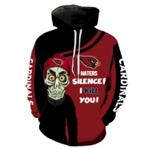 Arizona Cardinals Logo Skull Full Haters Silence! I Kill  You! 3D Hoodie, NFL Hoodie