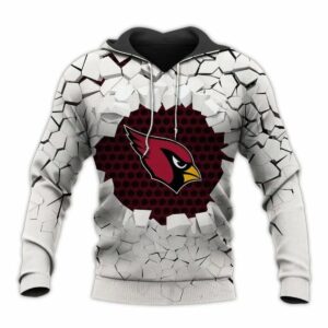 Arizona Cardinals White 3D Hoodie, NFL Hoodie