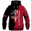Atlanta Falcons American Flag Shaped Skull Full Printing 3D Hoodie, NFL Hoodie