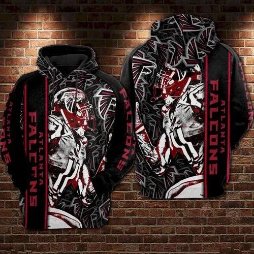 Atlanta Falcons Black 3D Hoodie, NFL Hoodie Atlanta Falcons Black 3D Hoodie, NFL Hoodie