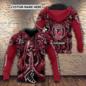 Atlanta Falcons Skull Personalized 3D Hoodie, NFL Hoodie