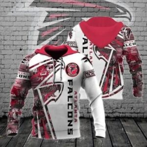 Atlanta Falcons White Red 3D Hoodie, NFL Hoodie